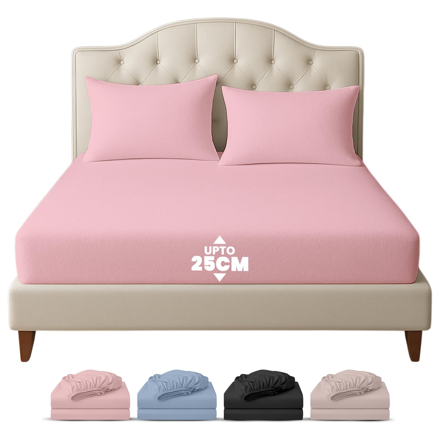 Rohi 100% Brushed Cotton Flannelette Fitted Sheet - Super Soft & Cozy Thermal Bed Sheet - 25cm/10" Deep - Single, Pink