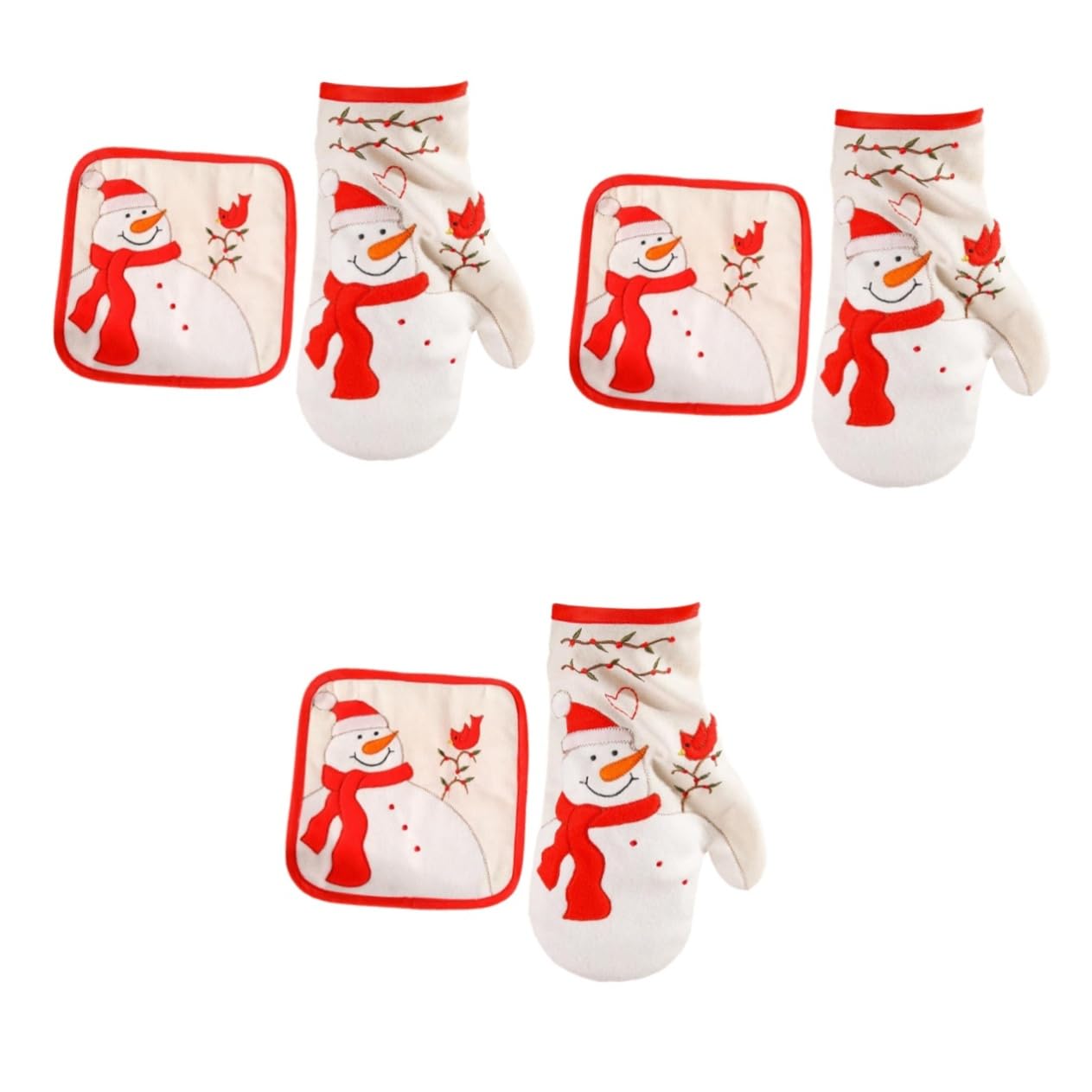 Ciieeo 6 Piezas Paquete de Mano Aislado manteles de Mesa de Navidad Manoplas de Horno Guantes de Cocina manteles Individuales Guante de Horno y Mantel Accesorios de Cocina