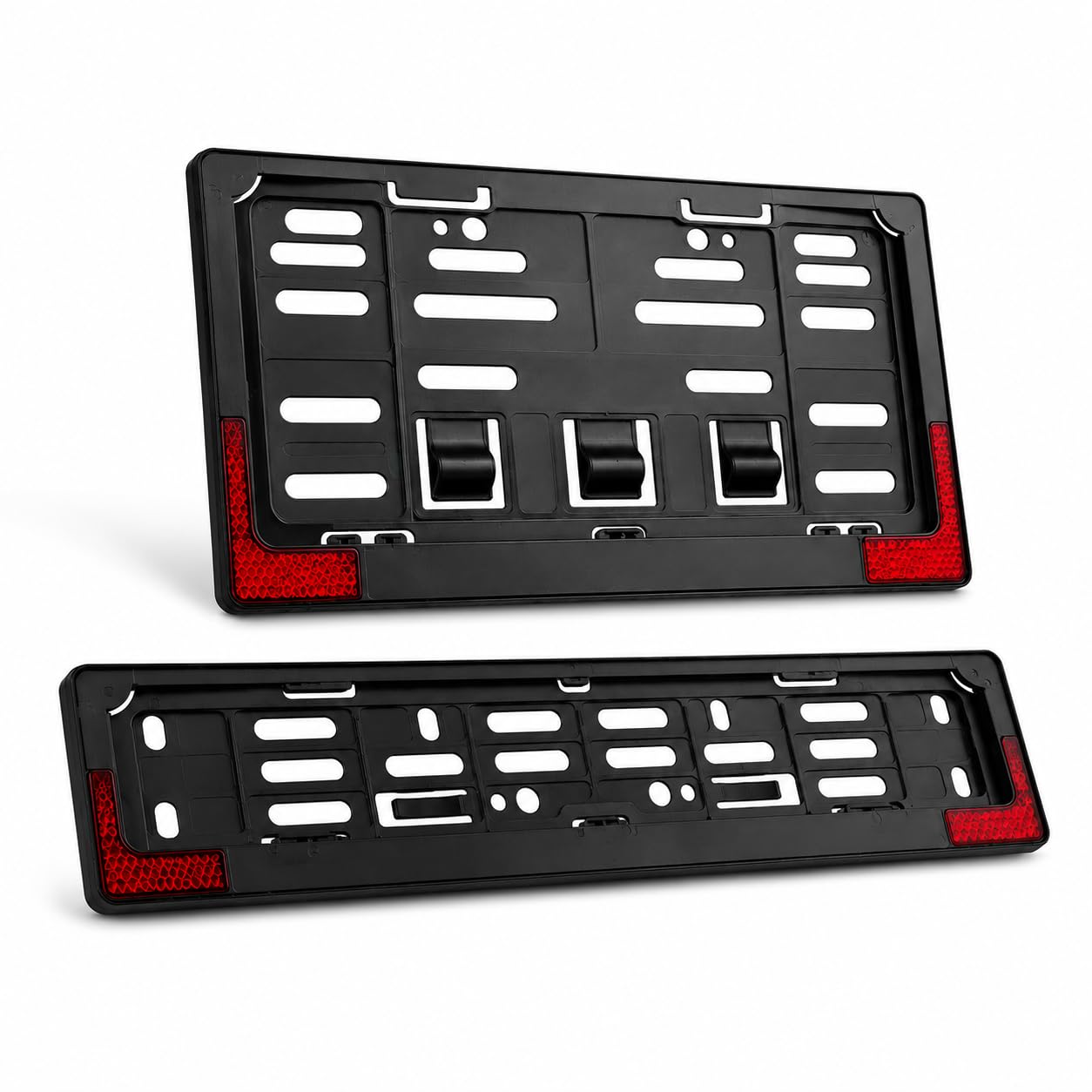Universal Bike Number Plate Frame with Reflector | Front (22.5 x 13 cm) & Rear (30 x 6.8 cm) ABS Number Plate Holder Set | Durable Registration Plate Frame for Bikes & Scooters | Universal Fit | Black-image-31