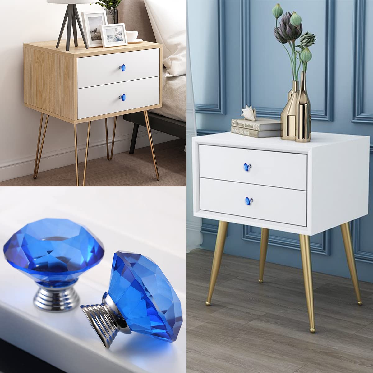 Tiradores Armario Vintage 4 Pomos De Cristal Con Corte De Diamante - Para Armarios Y Cajones, Estilo Vintage, Tamaño 116 Mm Decoración Muebles Cristal