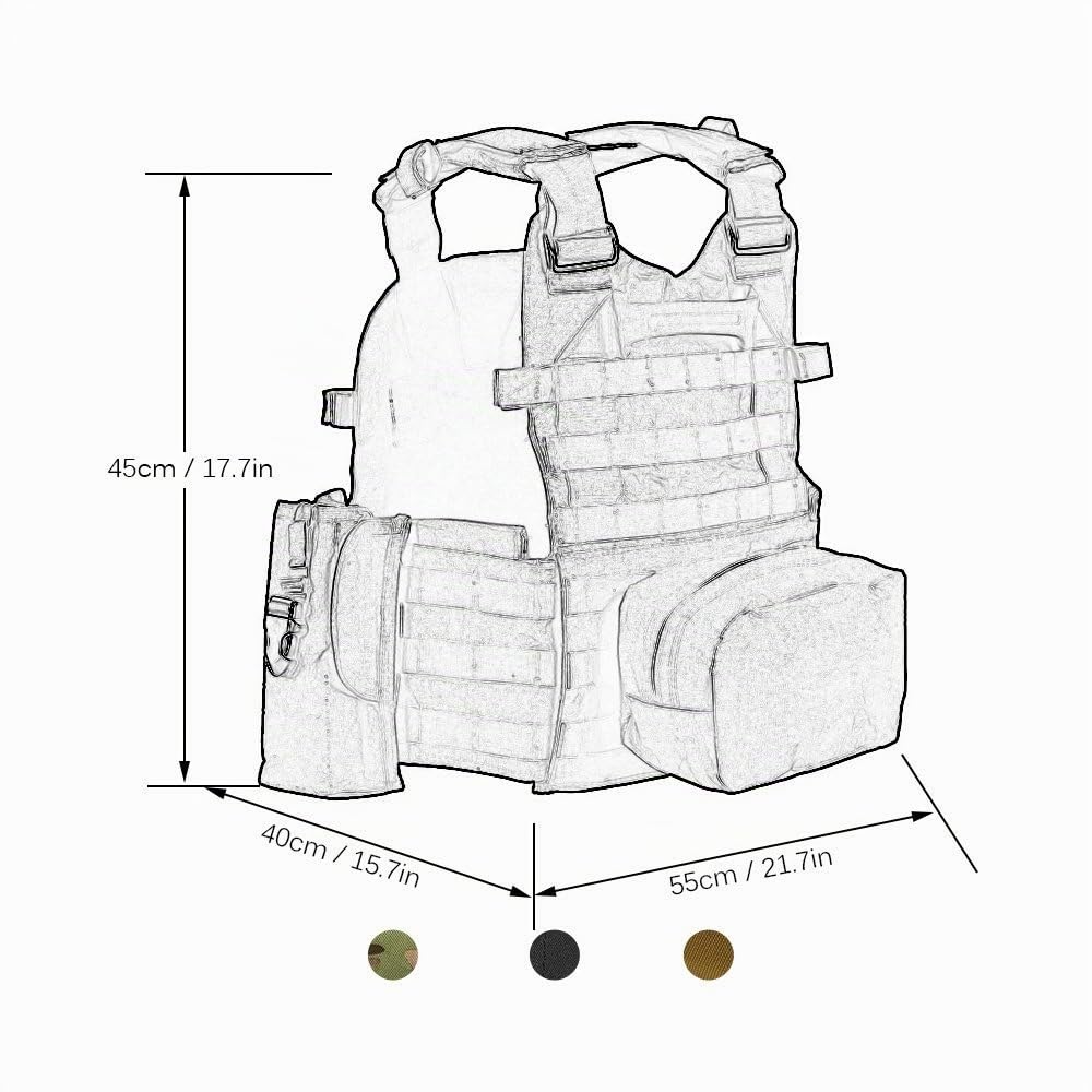 Lixada Outdoor Modular Molle Chaleco Caza Pecho Carrier Chaleco con Bolsillo Hidratación
