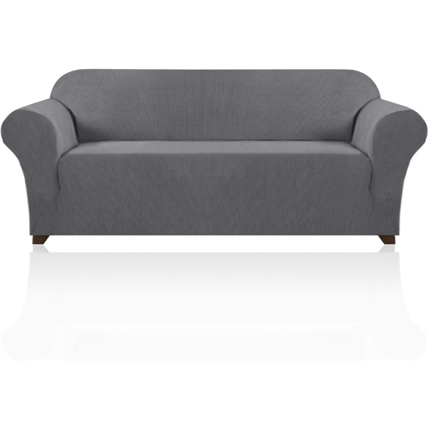 PrinceDeco Stretch Sofa Cover Slipcover 1-Piece, Spandex Jacquard Fabric Universal Couch Cover for 3 Cushion, Washable Non Slip Sofa Cover, Pet Friendly (Large Sofa 90"-100",Grey)