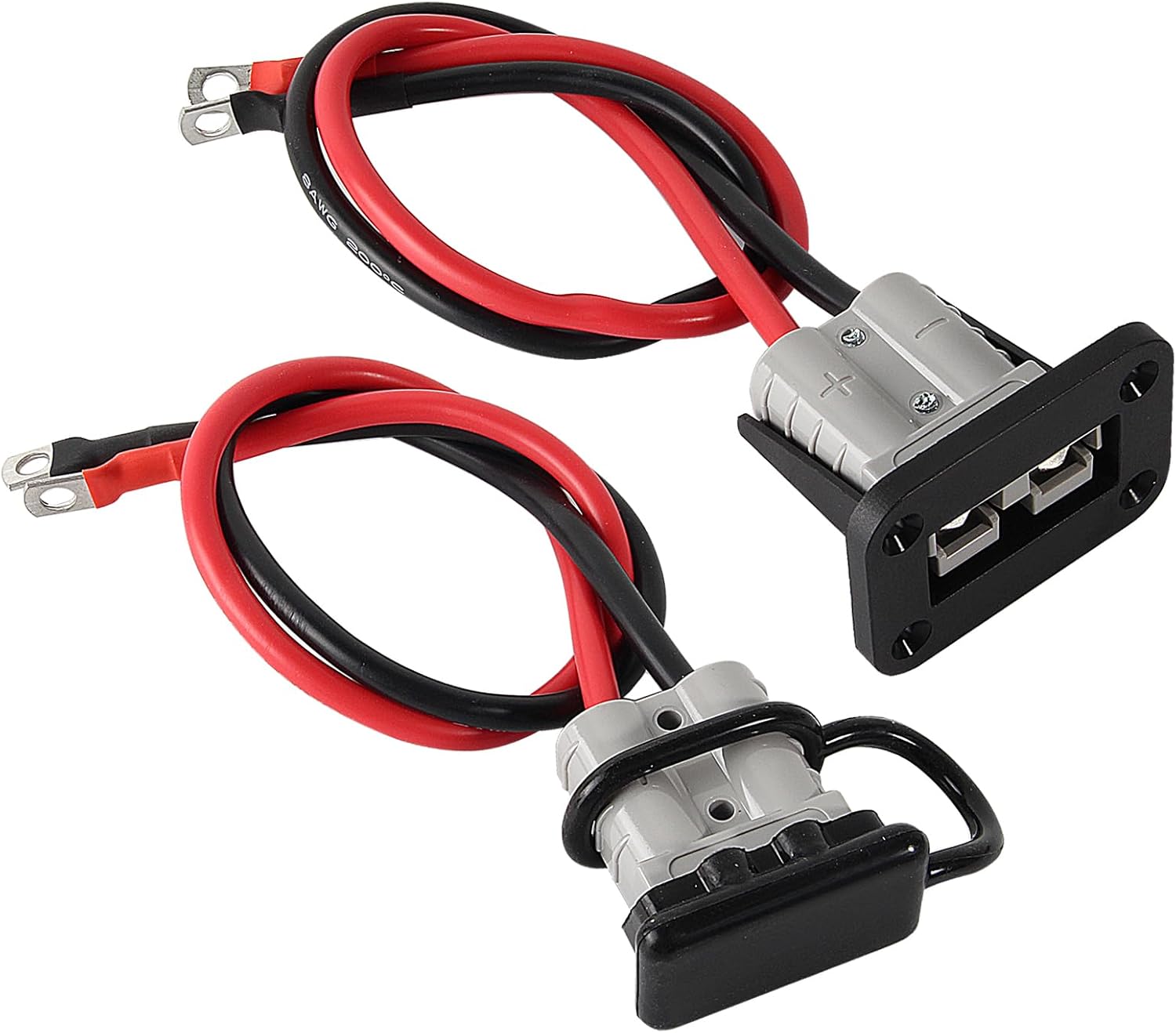 2PCS 50 Amp Battery Quick Connect/Disconnect Connector with 8AWG Battery Cable with Bracket and Protective Cover for Car Winch Trailer
