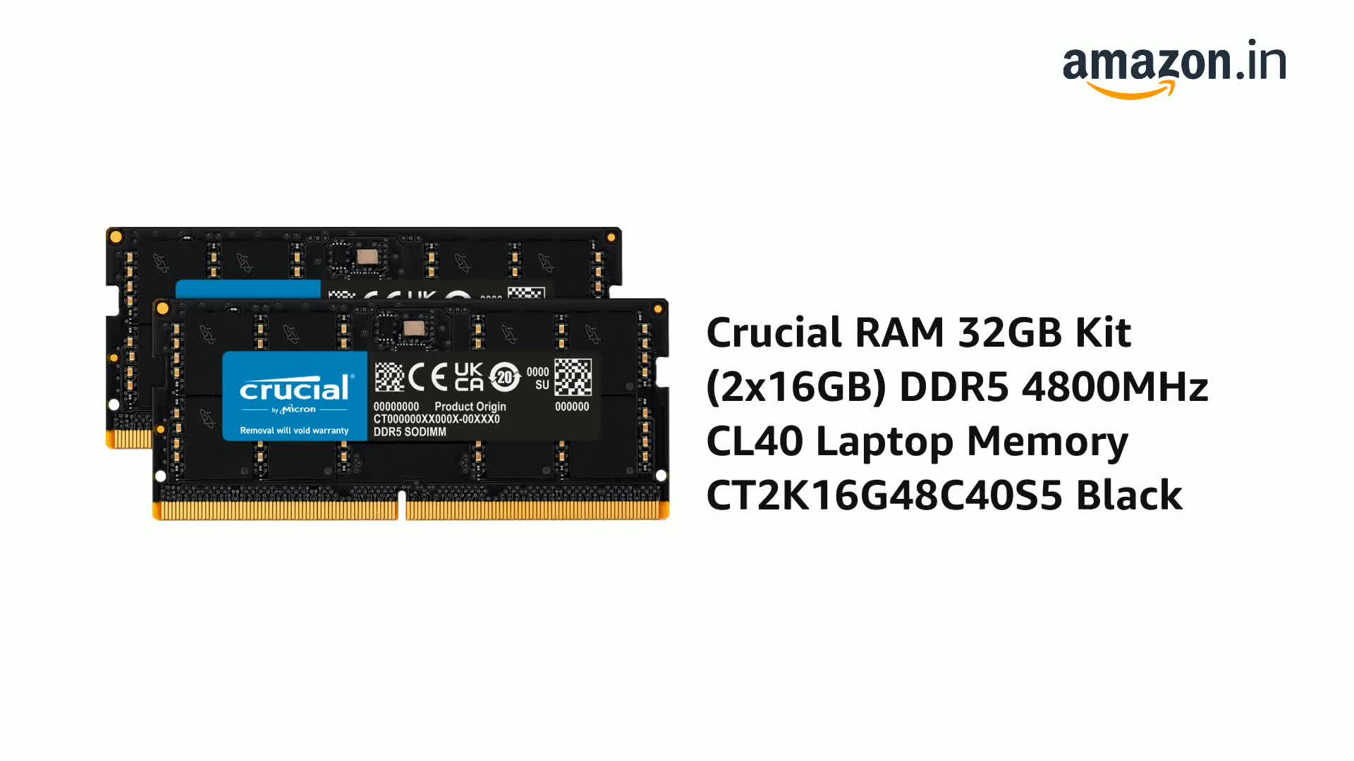 Amazon.in: Buy Crucial RAM 32GB Kit (2x16GB) DDR5 4800MHz