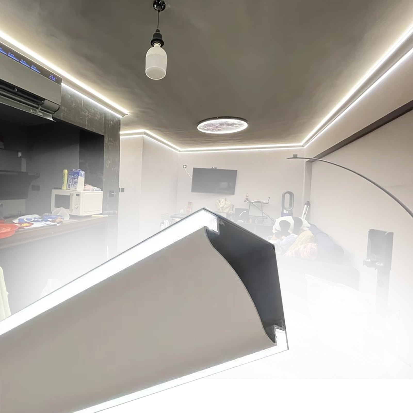 Dimensioni delle modanature per soffitti, Canale in Alluminio a LED for Modanatura a Corona e battiscopa for Illuminazione indiretta 1m-20m(19.5m/64ft)