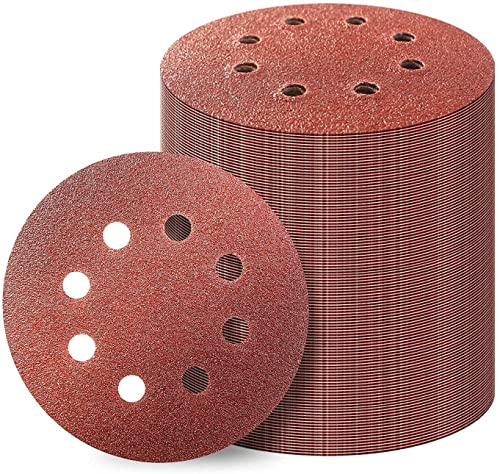 Image of OLS Japanese 5 Inch Sanding Discs, 8 Holes Hook and Loop - Sandpaper, Random Orbital Sander Round Sand Paper, 125mm Sandpaper Sheets Total (#40, #80, #150 Grits, 15)