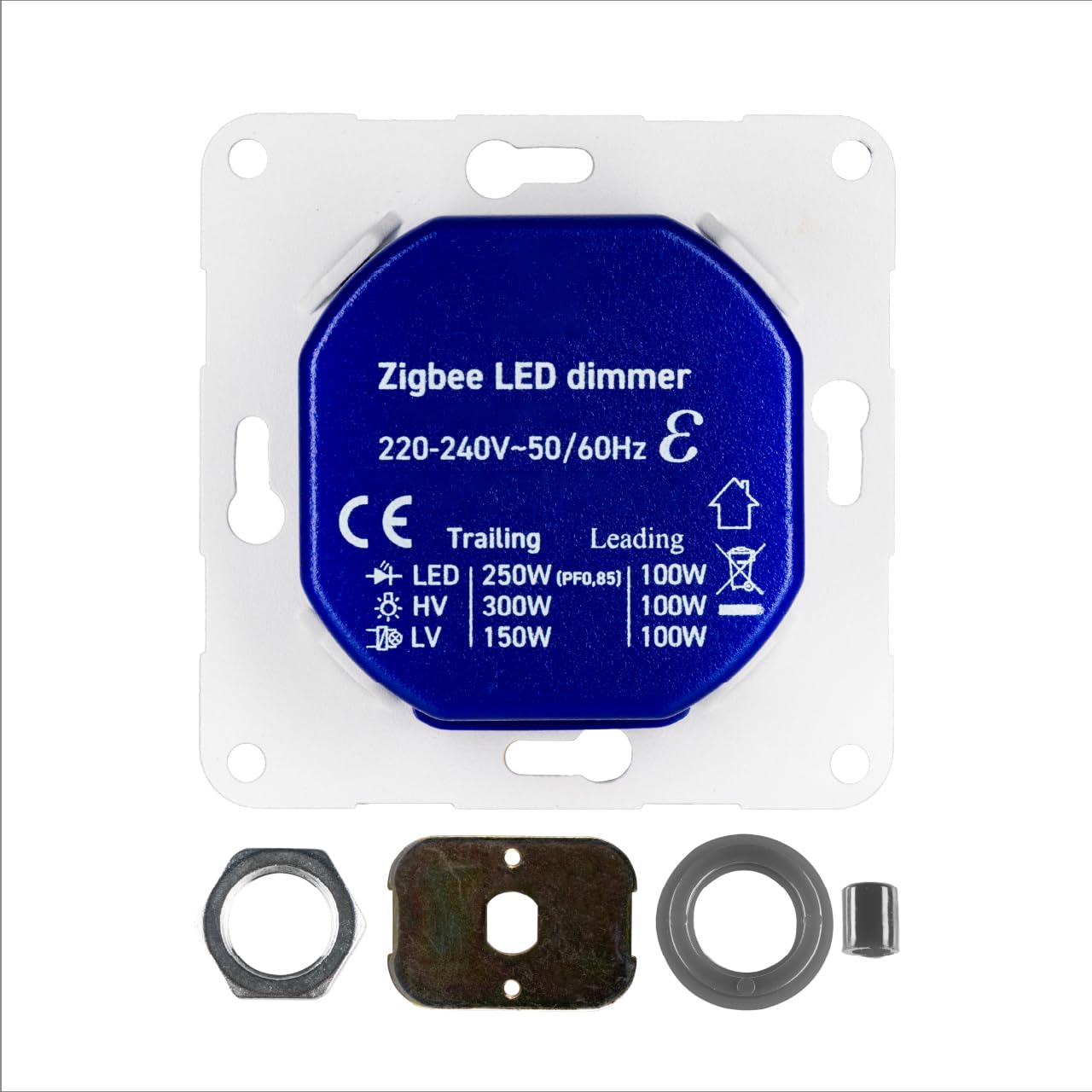 Zigbee 3.0 LED Dimmer Unterputz 300W -> Komplettset mit Gira-Standard 55 reinweiß glänzend <- Smart Home Drehdimmer kompatibel mit Philips Hue, Alexa & Google Home - Phasenabschnitt/Phasenanschnitt