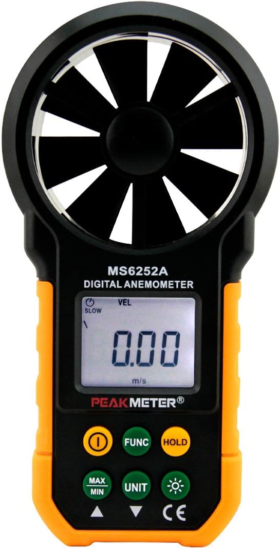MS6252A Digital Anemometer Handheld Wind Speed Meter Gauge Air Volume Meter Backlight Air Velocity Measurement