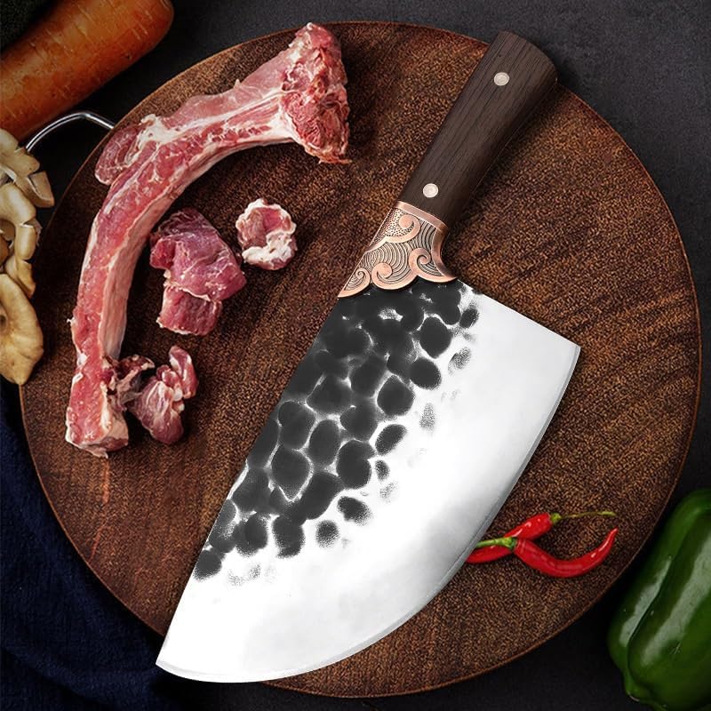 Meat Cleaver,Cleaver Knife 8 Inch Forged Kitchen Knivese Handmade Butcher Knife Chef Meat Cleaver Sharp Slicing Chopping Cooking Cutting Tools, LAMAJIGA5844