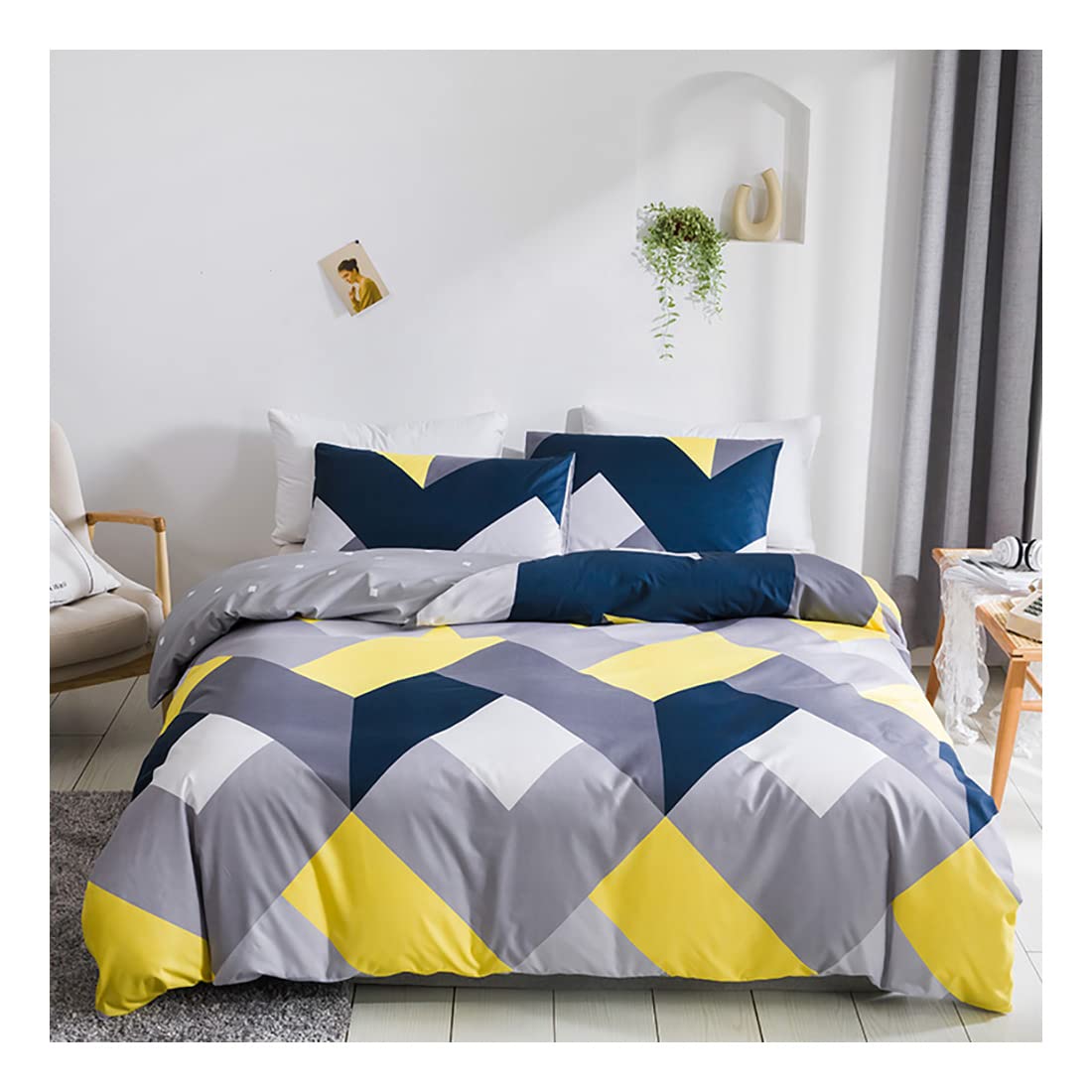 Parure de lit contemporaine pour chambre adulte effet montagnes