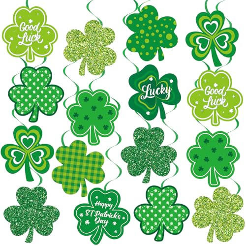 Image of 40Pcs St Patricks Day Shamrock Hanging Swirls Decorations, Lucky Irish Clover Hanging Streamer St Patricks Day Ceiling Decorations for Irish Saint Patrick Party Decor Supplies