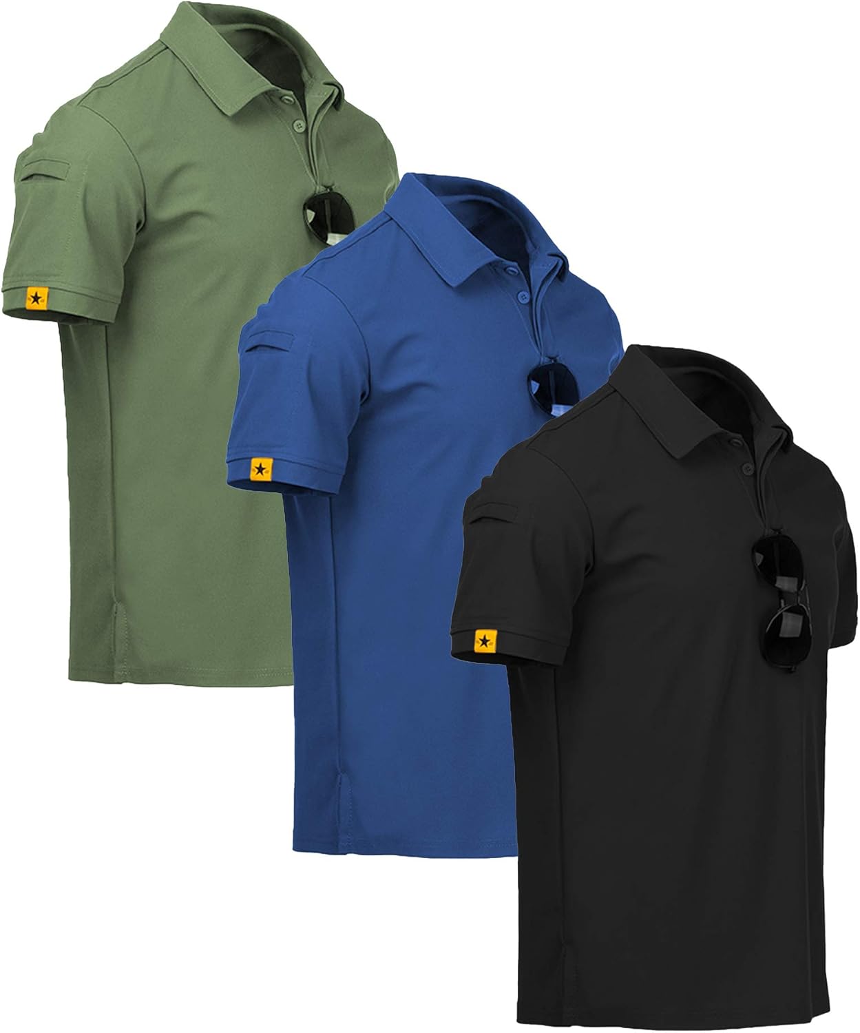 ZITY 3 Pack Mens Polo Shirt Short Sleeve Sports Performance Business Casual Golf Shirts for Men Collared Tactical T-Shirts