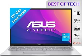 ASUS Vivobook 15 (2023), Intel Core i3-1315U 13th Gen, 15.6" (39.62 cms) FHD, Thin and Light Laptop (8GB/512GB SSD/Windows 11/Office 2021/Fingerprint/Silver/1.7 kg), X1504VA-NJ324WS