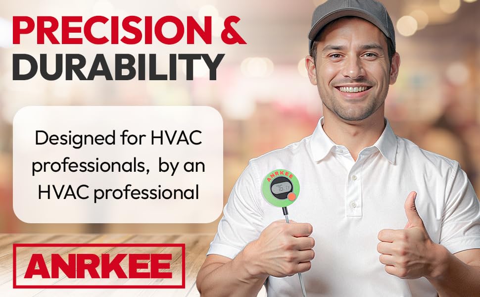 Miniatura 6 de Termómetro digital de prueba de temperatura HVAC que brilla en la oscuridad con pantalla LCD y soporte magnético, pantalla Fahrenheit y Celsius,