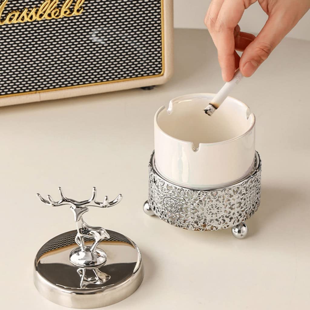 Posacenere Ad Alta capacità, Posacenere in Ceramica, Posacenere da Esterno Inodore E Senza Fumo, Stile Lussuoso, Abbellimento Pratico,Set posacenere