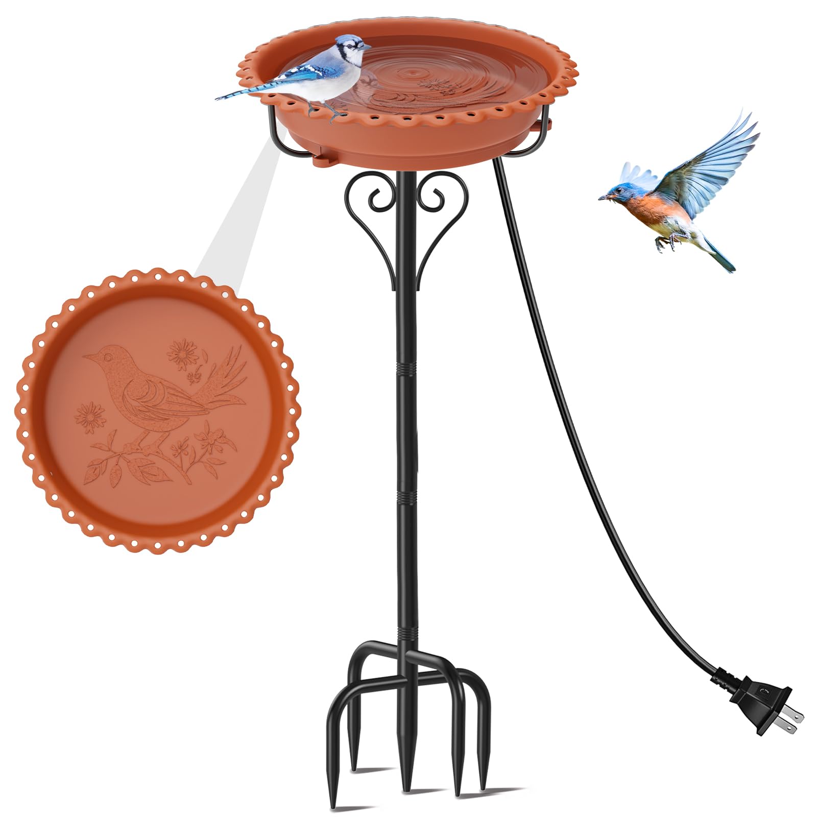ODSNANIE 100W Heated Bird Bath (Brown)