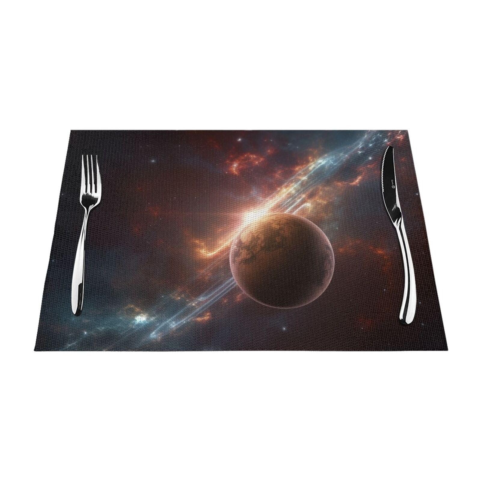 Sets de table lavables galaxie pour protéger la table des taches et plats chauds