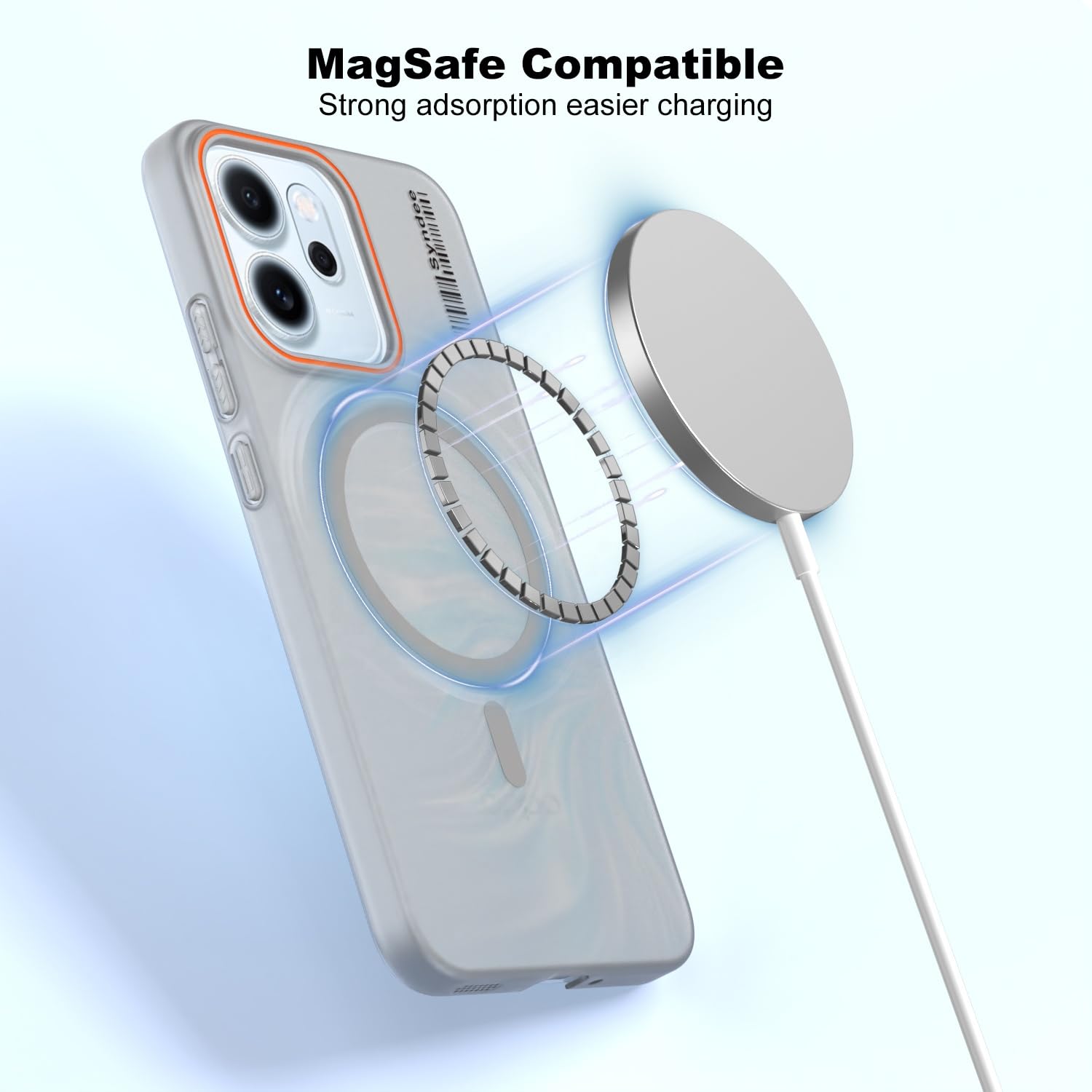DL3 Mobilak Case Back Cover for OPPO Reno 14F / OPPO Reno14 FS, Sleek Frosted Translucent Back Only Compatible with Wireless Magnetic Accessories | Anti-Scratch Shockproof Phone Case (Gray)