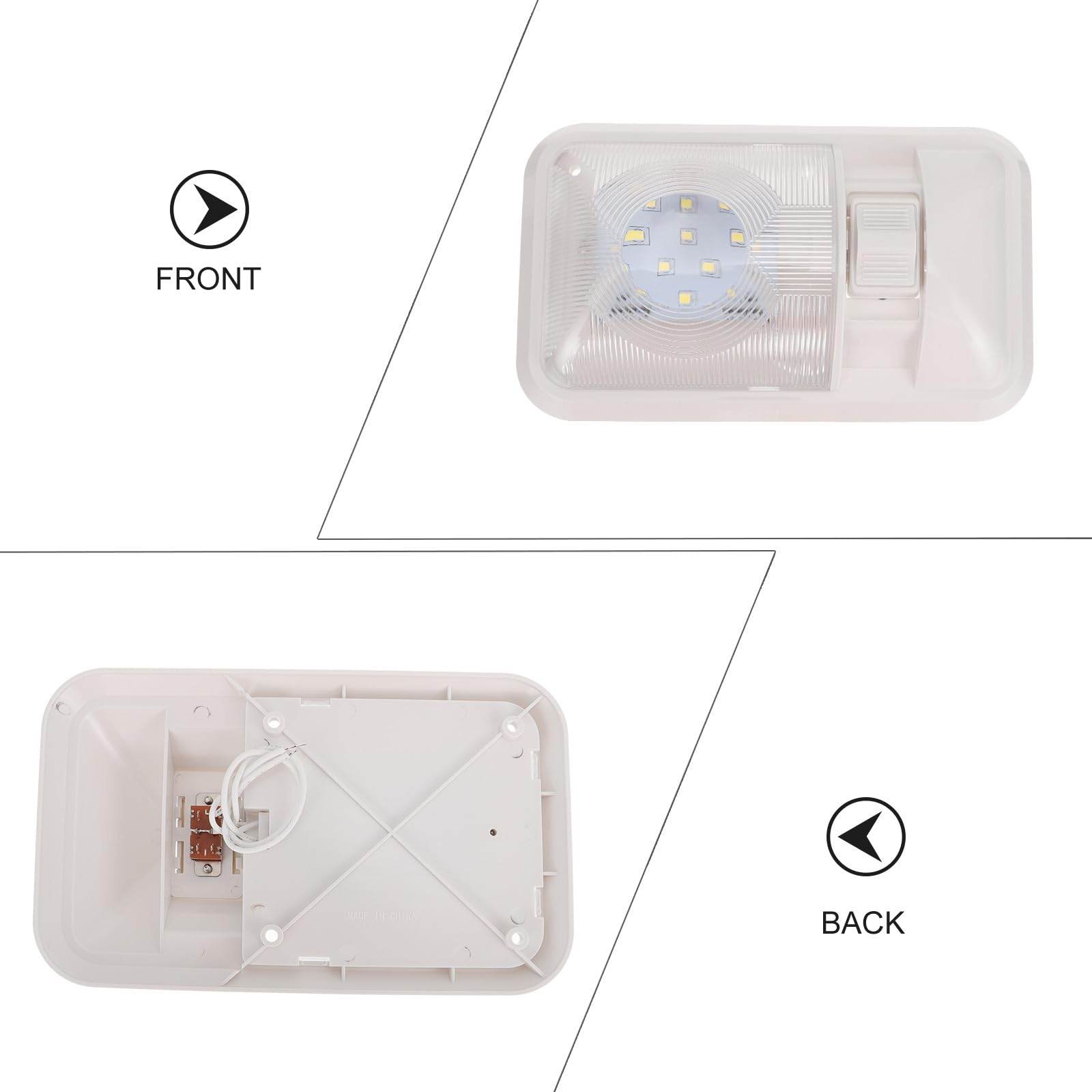 Lampe Intérieure LED 12v pour Camping-camion, Éclairage Blanc en Abs, 3 Interrupteurs, Lumière Confortable et Non Éblouissante