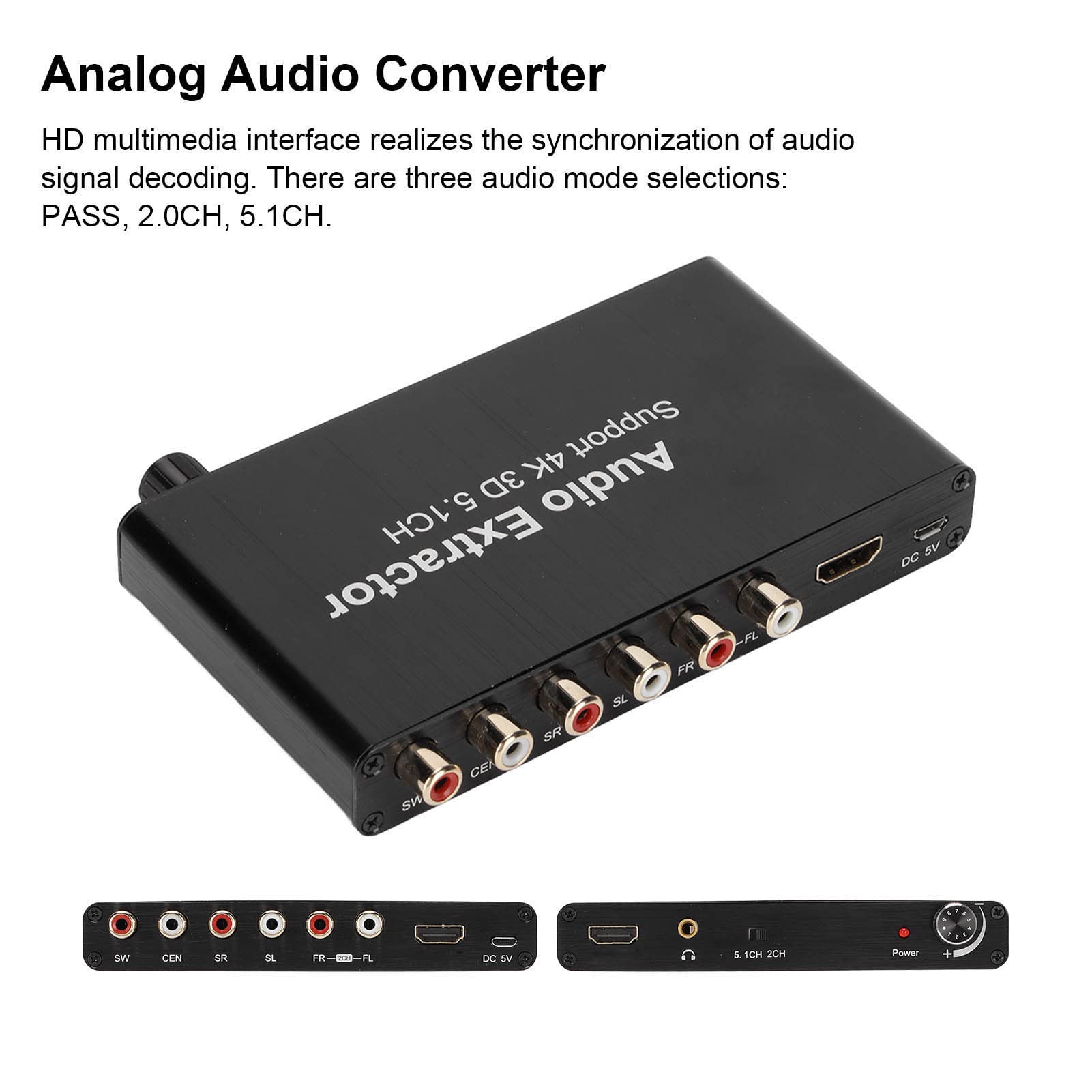 Estrattore audio 4K 3D 5.1CH HD Interfaccia multimediale Convertitore analogico Adattatore in lega di alluminio per 360 HDTV hdmi arc al convertitore audio