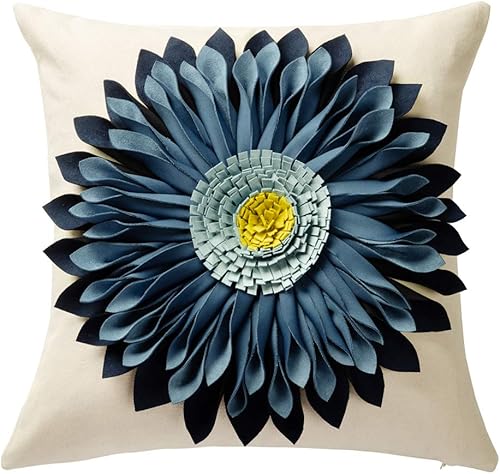 OiseauVoler - Funda de cojín decorativa, diseño de girasoles en 3D, hecha a mano, de lona, funda de almohada, para la decoración del hogar, sofá,
