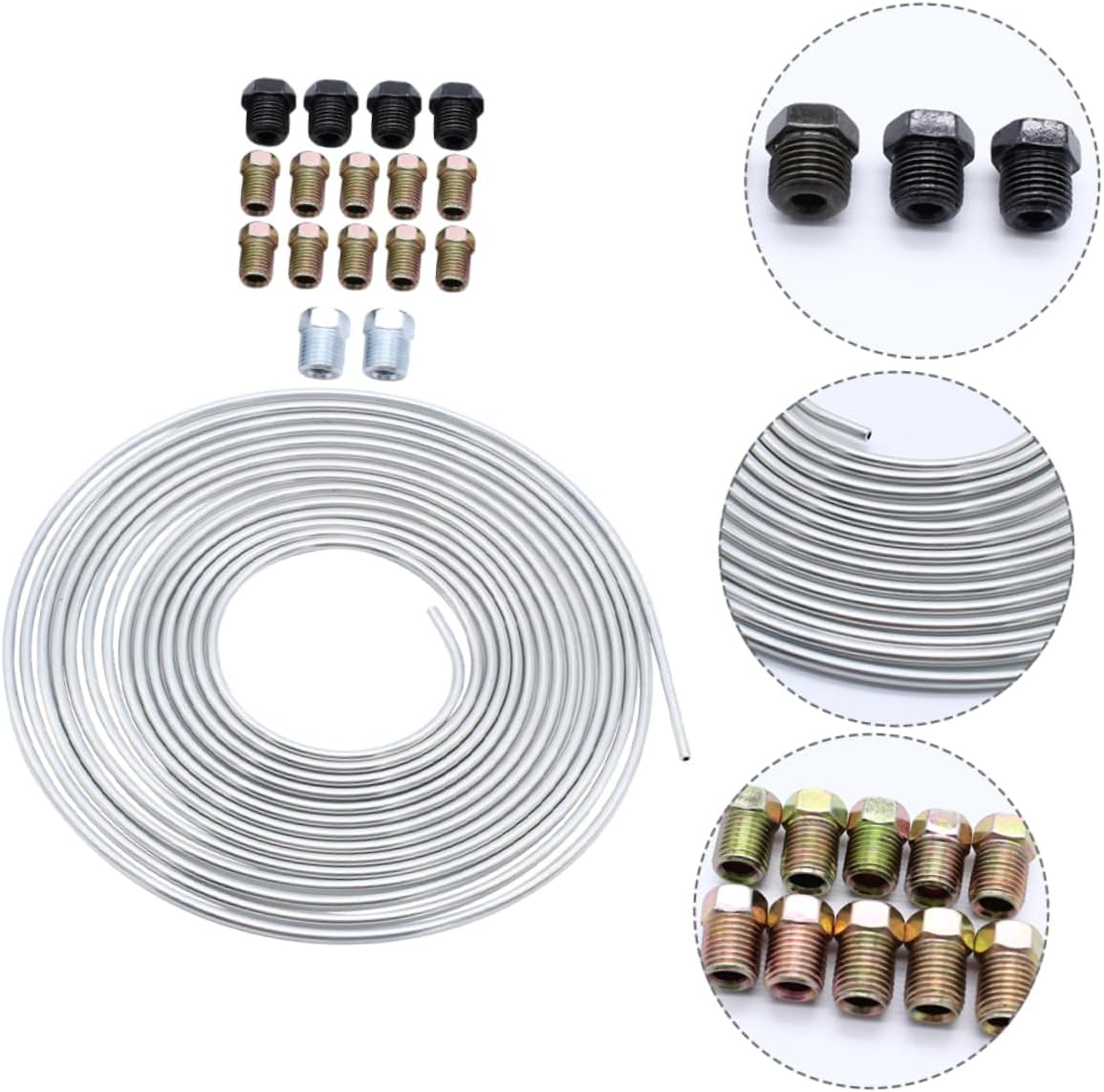 1set Car Brake Line Replacement Kit Od Brake Tube Coil Flexible and for Hydraulic Braking System Easy Installation Feet