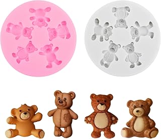2 PCS 3D Bear Silicone Molds Cute Bear Chocolate Mould Wax Melt Molds Jelly Moulds Gummy Moulds Silicone Chocolate Mould for DIY Decorative Ornaments Art Craft