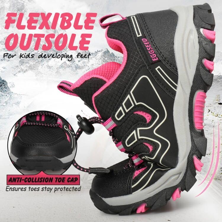 UOVO Boys Girls Hiking Shoes Kids Waterproof Running Trail Fashion Sneakers Breathable Lightweight Non-Slip Outdoor Walking Sports Shoe(Little/Big Kids) - Image 3