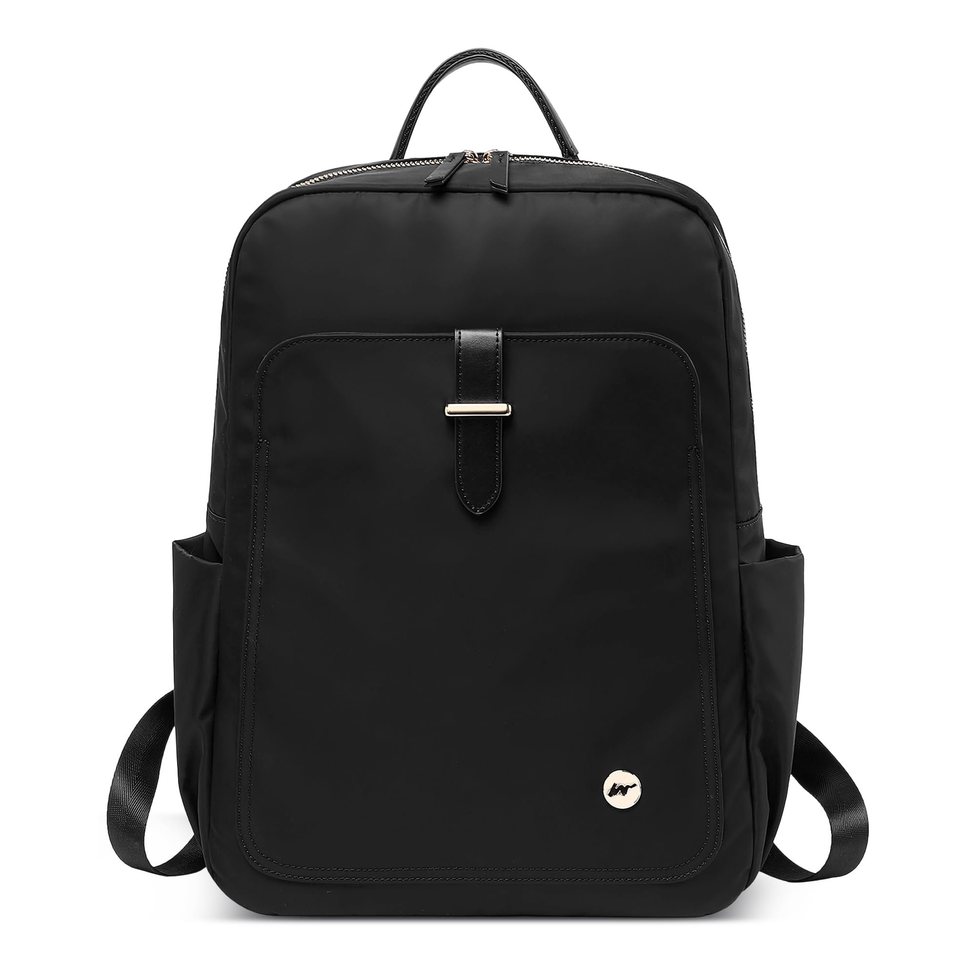 Zaino Semplice Donna Elegante Zaino Antifurto per 15,6 Pollici Laptop con Maniglia Borsa del College Casuale Viaggio Vacanza Quotidiano Impermeabile Nylon Donna Borse da Scuola Nero