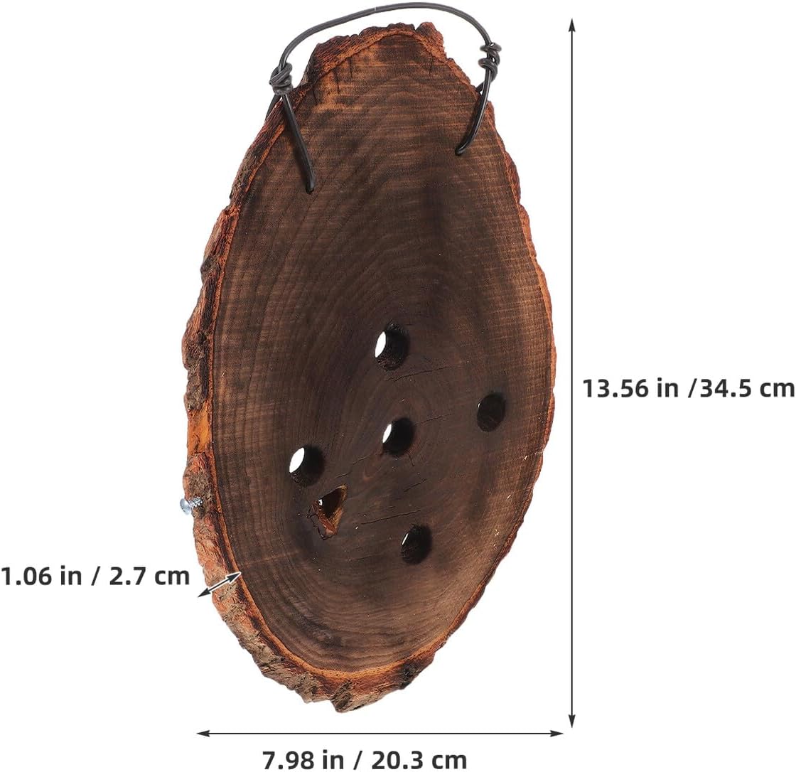 Wood Hanging Planter Board for Ferns and Orchids, Oval Solid Wood Wall-Mounted Plant Holder 15x30cm 2pcs, Indoor Vertical Garden Wall Decor