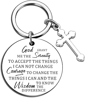 isiyu God Grant Me The Serenity Prayer Sobriety Quote Keychain Gift Dog Tag Keyring Christian Â Inspirational Keychain for Daughter Friends Mother Gift Birthday Religious Recovery Jewelry