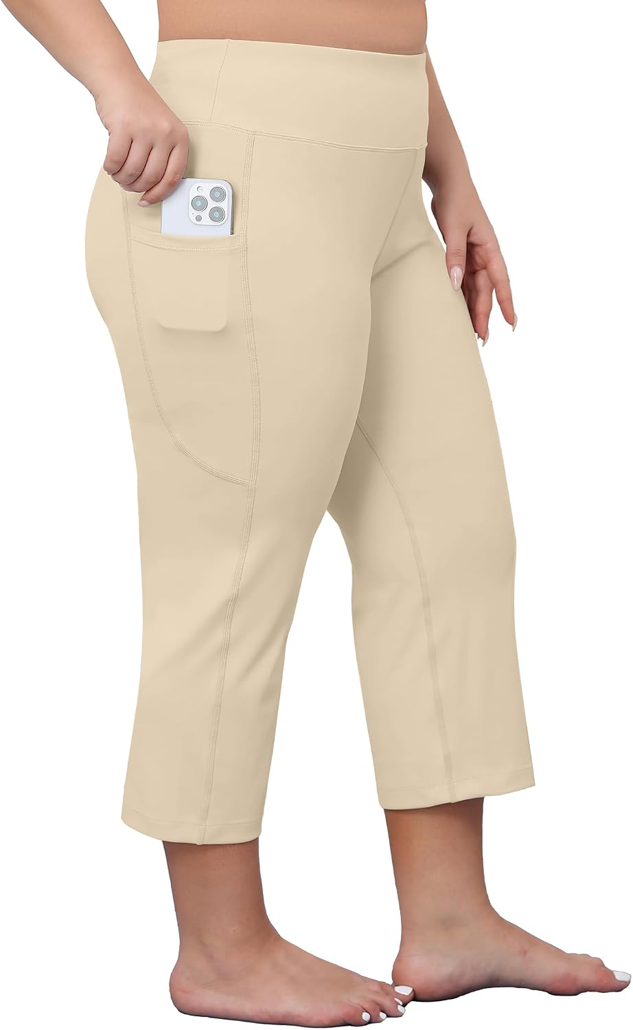 COOTRY Plus Size Capris Pants for Women High Waist Yoga Pants with Pockets Athletic Active Exercise Workout Leggings