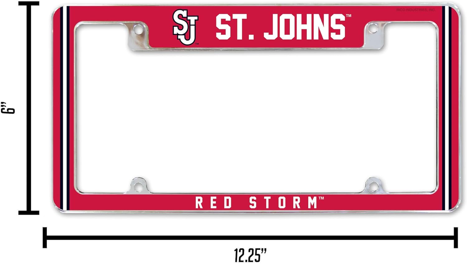 Rico Industries NCAA Standard 12" x 6" Chrome All Over Automotive License Plate Frame for Car/Truck/SUV (S Schools)
