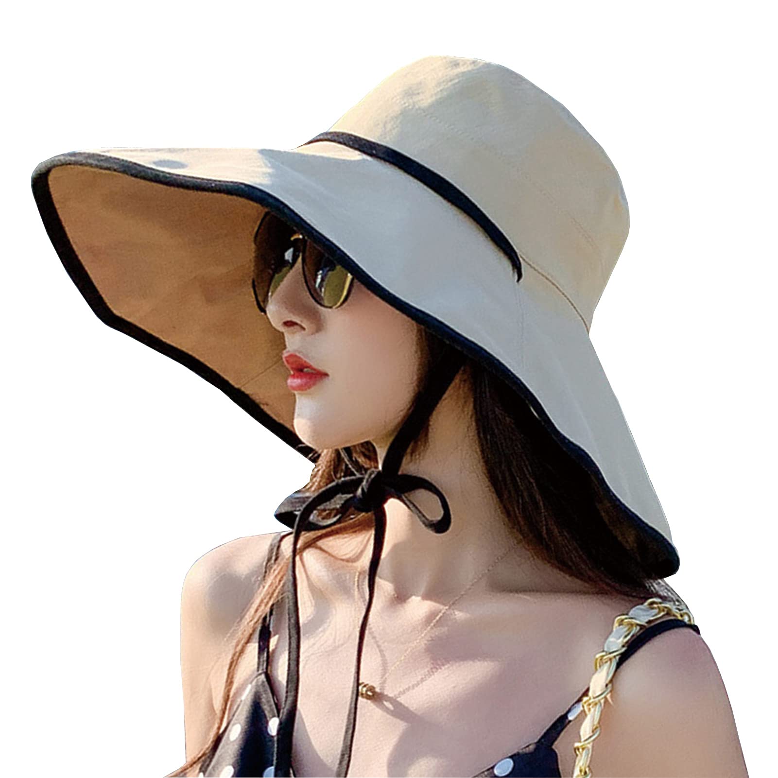 Women Sun Hat Wide Brim Summer Hat UPF 50+ Foldable Reversible Sun Visor Hat Floppy Beach Hat for Lady Girl
