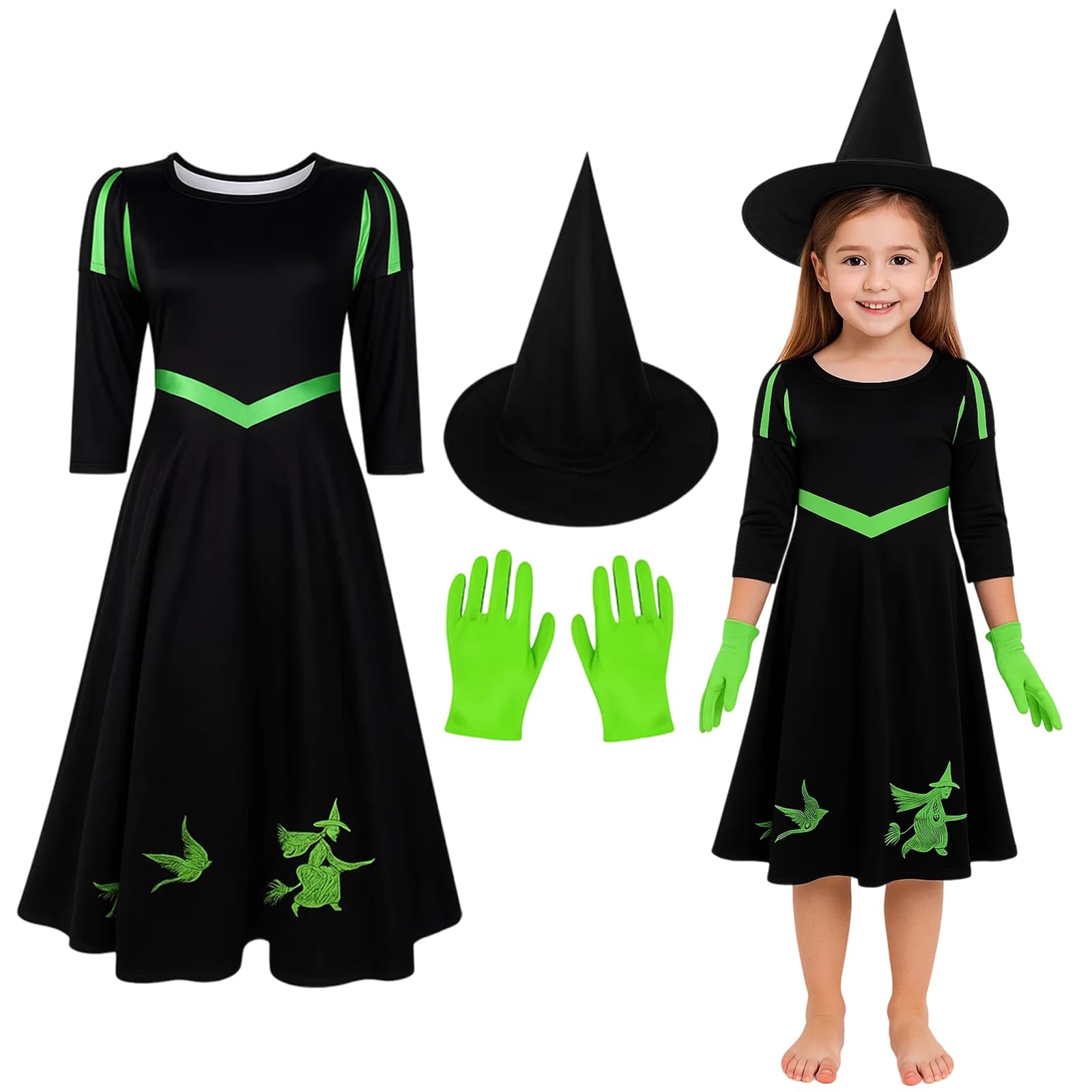 BFSYRR Wizard Costume, 3 Pcs Halloween Costume Accessories Include Wizard Hat with Robe and Gloves