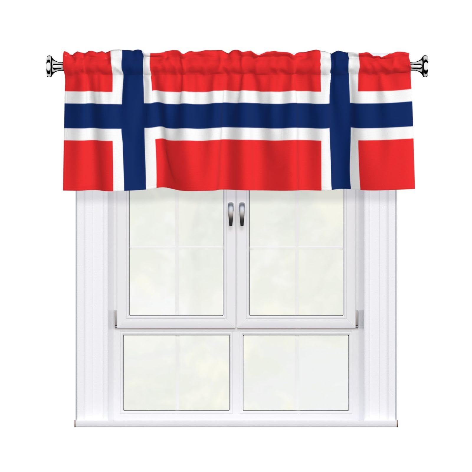 YYHHAOFA Norwegian flag Prints Durable Kitchen Window Layer – 54x18 Inch 100% Polyester Valance with Precision Construction