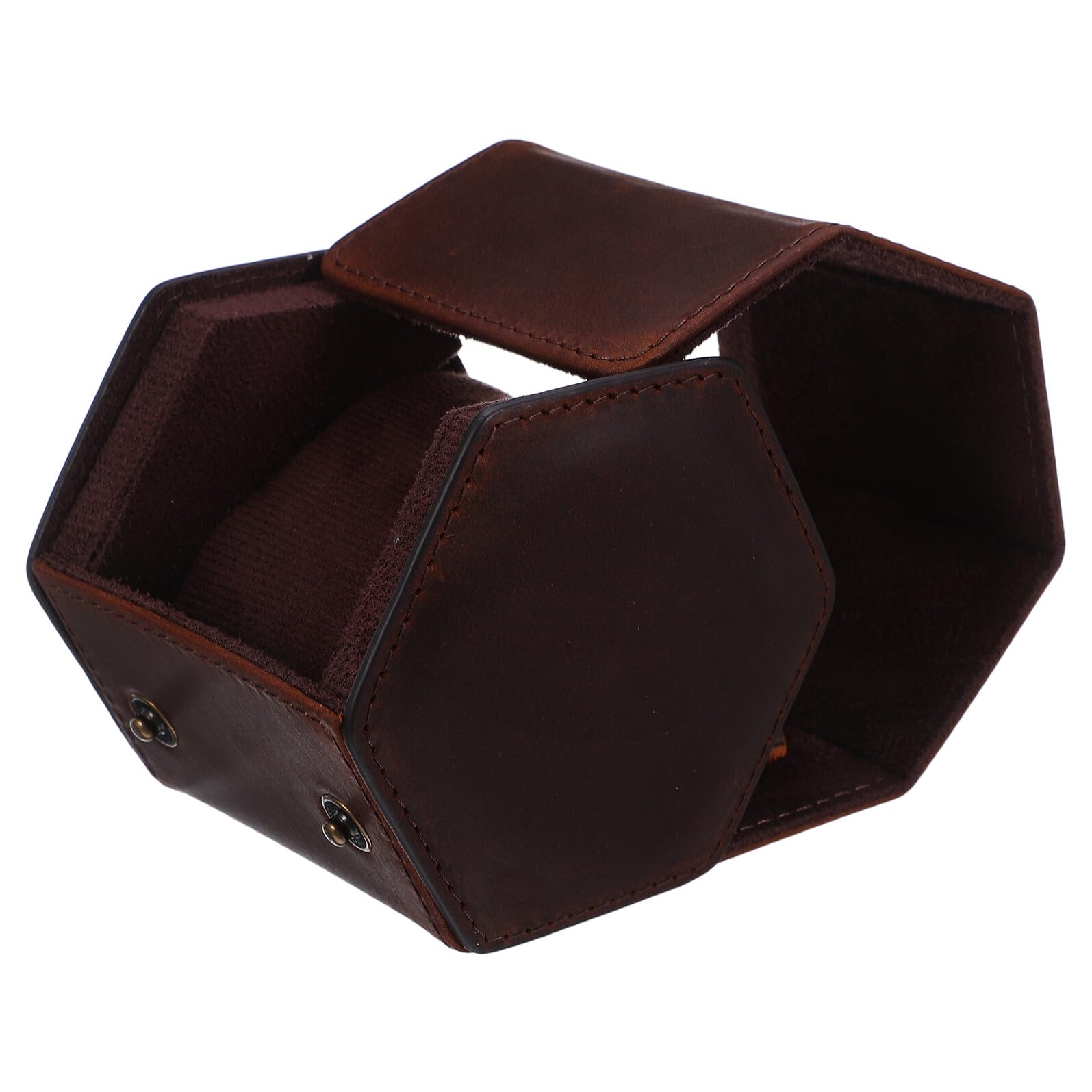 ifundom Estuche Hexagonal para Reloj de Piel Vintage Caja Individual Acolchada Antidespolvo y Anticaídas Organizador Portátil para Hombre Estuche de Viaje y Caja Obsequio Elegante