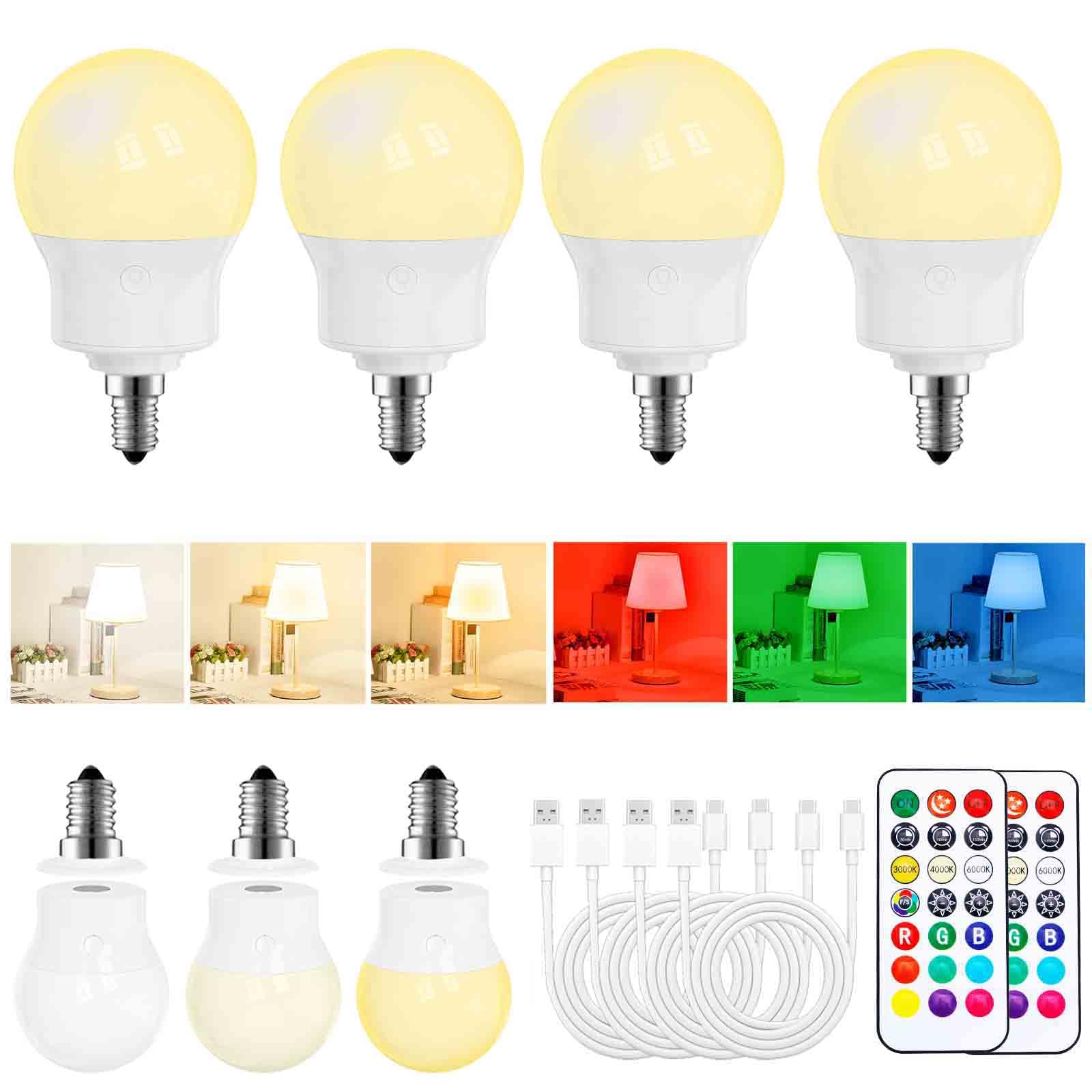 Lampadina LED Ricaricabile E14 con Telecomando, Dimmerabile, Magnetica, Batteria Integrata, 3 Temperature Colore + 9 RGB, 480LM, 3 Timer, per Lampade Senza Corrente, Campeggio & Emergenza 1 Pack