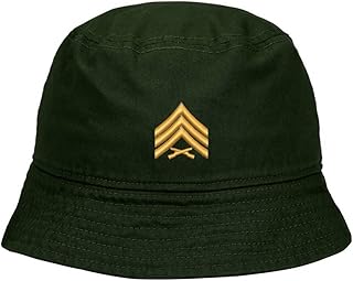 Mens Bucket Hat Army Corps E5 Sergeant Embroidered Washed Cotton Classic Bucket Hat