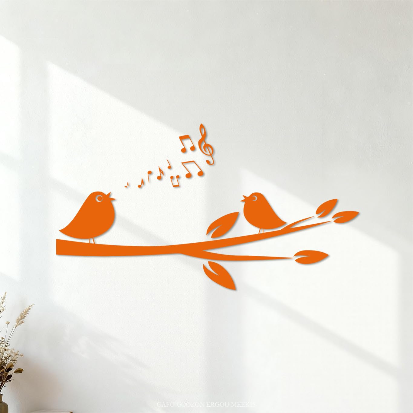 Wall Vinyl Sticker Decor Singing Bird Branch Tree Romantic 54.6x99.5cm Waterproof Orange