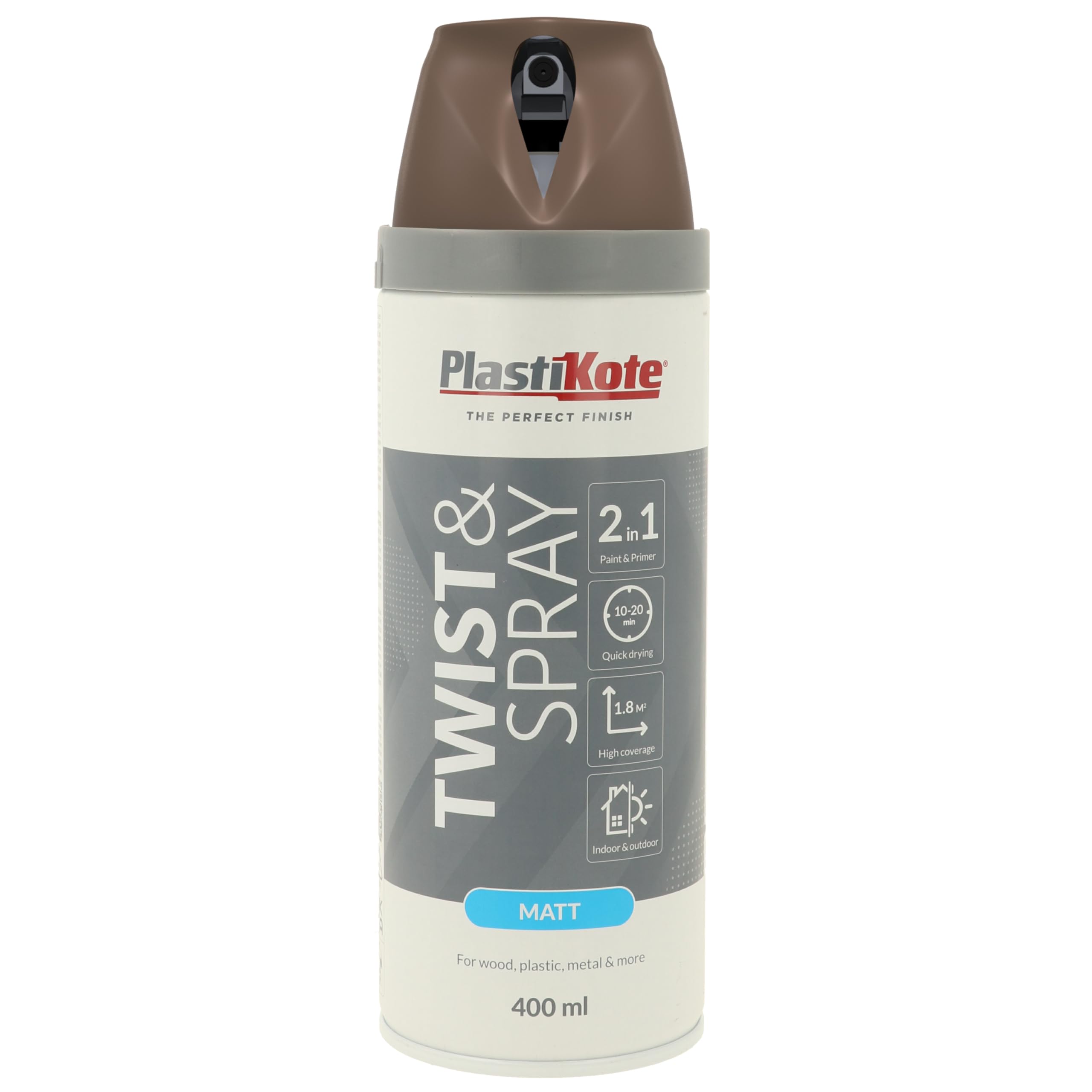 PlastiKote Twist & Spray Satin Chocolate Brown 400ml PKT22113