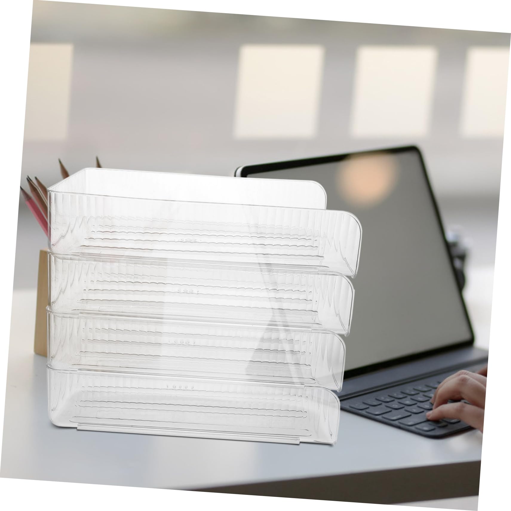 Hemobllo 4pezzi Vassoio Di Stoccaggio Da Scrivania in Plastica Trasparente Per Organizer Di Documenti in Carta Soluzione Di Archiviazione Per Ufficio Scuola e Casa Supporto Per Libri