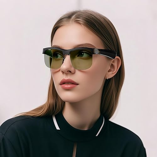 Miniatura 5 de Lentes inteligentes, lentes de sol Bluetooth de luz azul para mujeres y hombres, lentes fotocrómicas, micrófono abierto y altavoces, Té verde