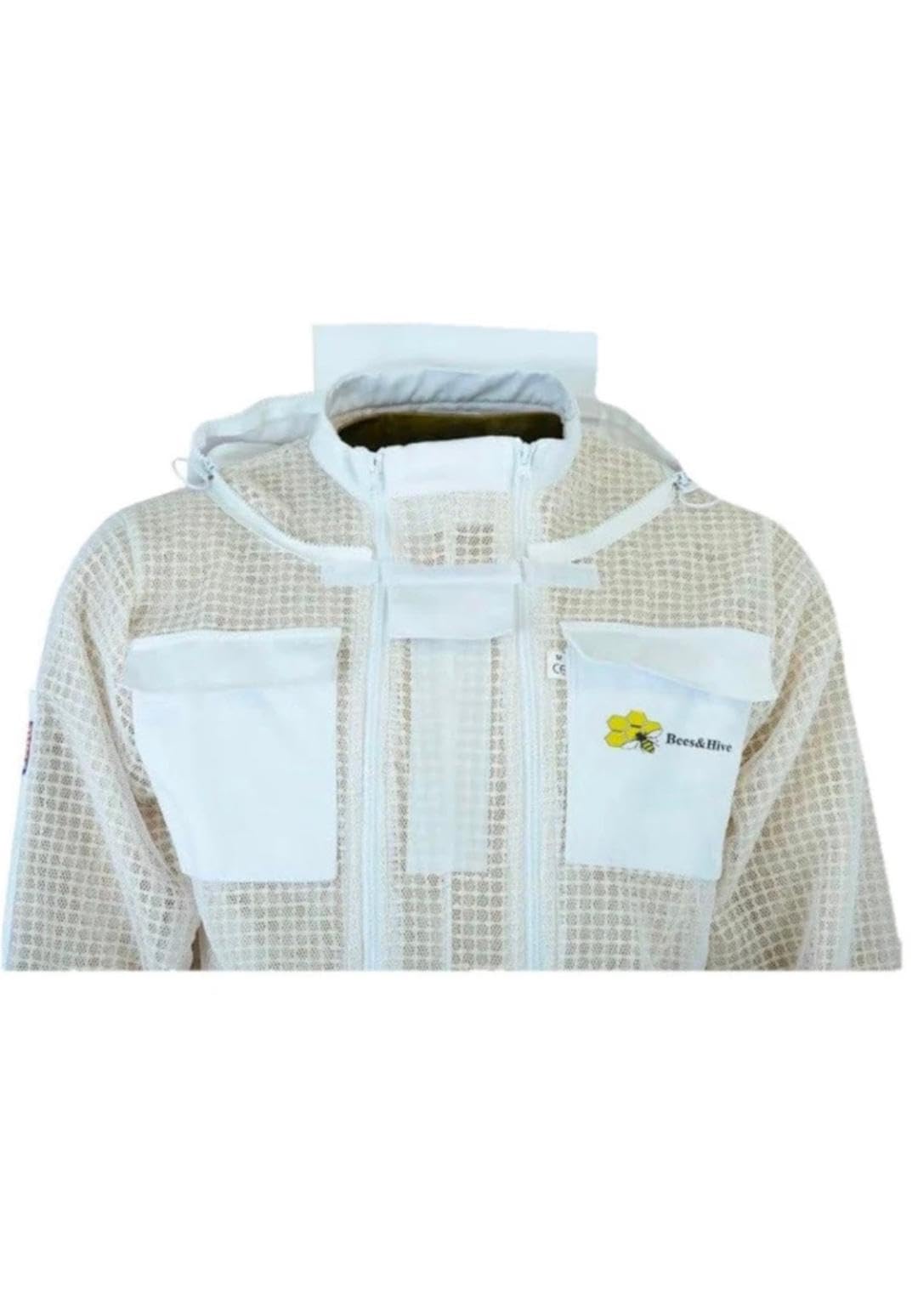 FVJG Veste de protection apicole unisexe 3 couches ultra ventilée pour apiculture, voile d'escrime, veste de style astronaute uniquement avec gants gratuits, blanc (taille M)