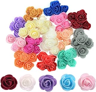 100 Pcs 1.3 Inch Mini Artificial Rose Flowers Mix Color PE Foam Fake Rose Heads DIY Wedding Flowers for DIY Bear Wedding Home Decoration DIY Crafts, Party, Festival,Valentine's Day Decoration