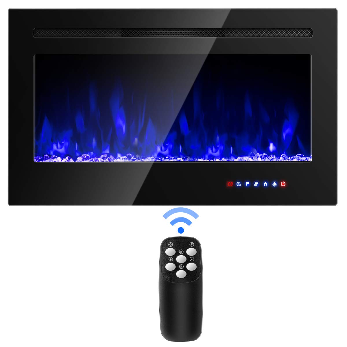 Buy COSTWAY Electric Fireplace Insert 36Inch Wide, 750W/1500W Wall