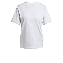 adidas Donna Essentials 3-Stripes Cotton T-Shirt, Light Grey Heather, White, XS