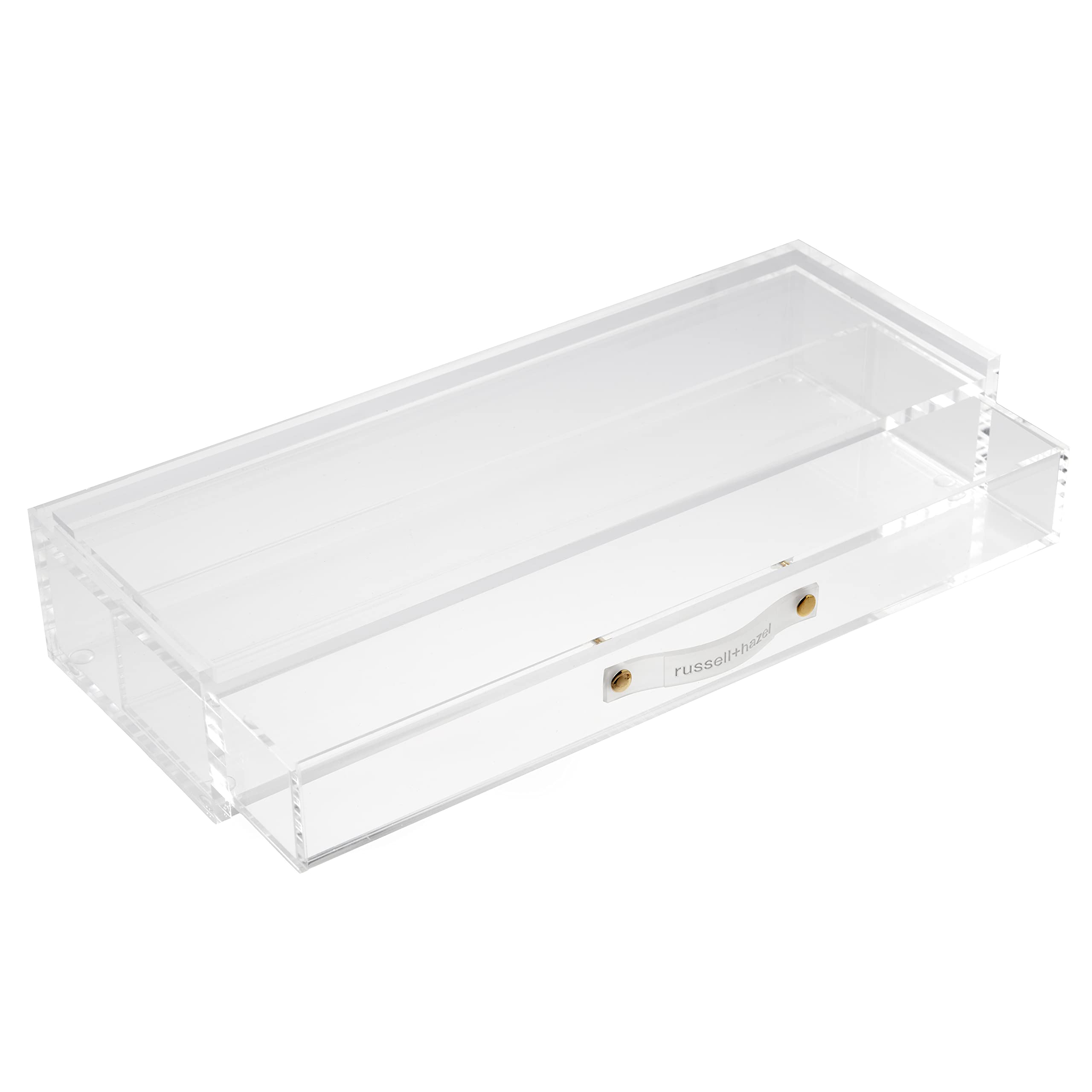 Russell+Hazel Organizer per cassetti in acrilico, forniture per ufficio, trasparente, con manico, 11,4 x 30,5 x 5,7 cm