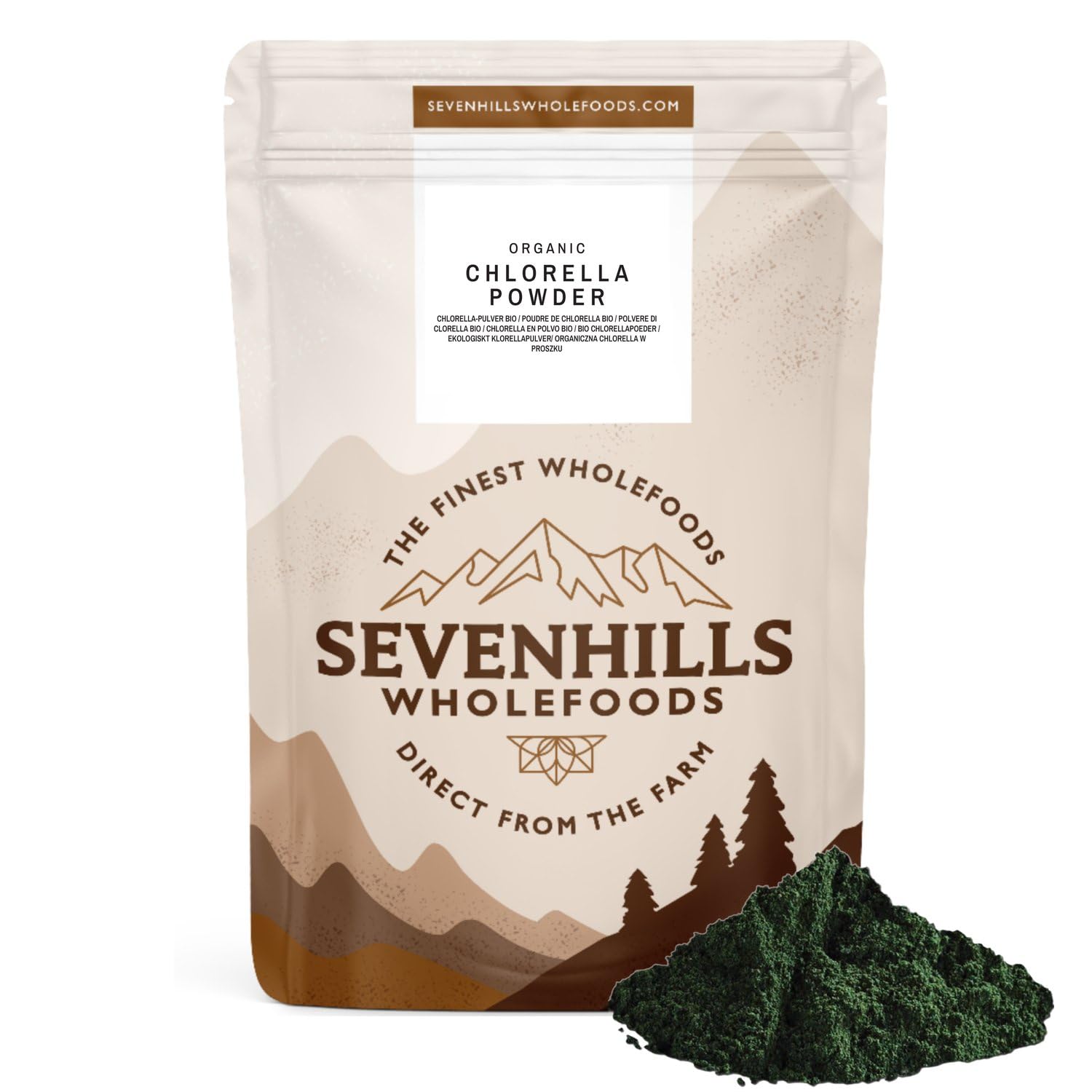 Sevenhills Wholefoods Polvere Di Clorella, Parete Cellulare Rotto Bio 500g