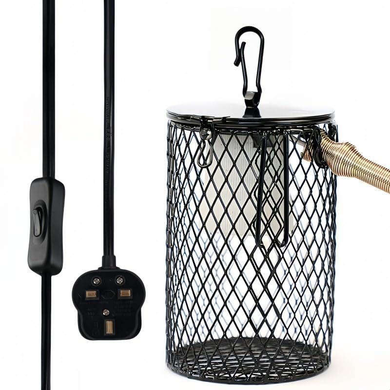 PetFizz Reptile Ceramic Lamp Holder Guard, Anti-hot Cage for Heat Lamp Bulb UVA UVB Bulb, Basking Light